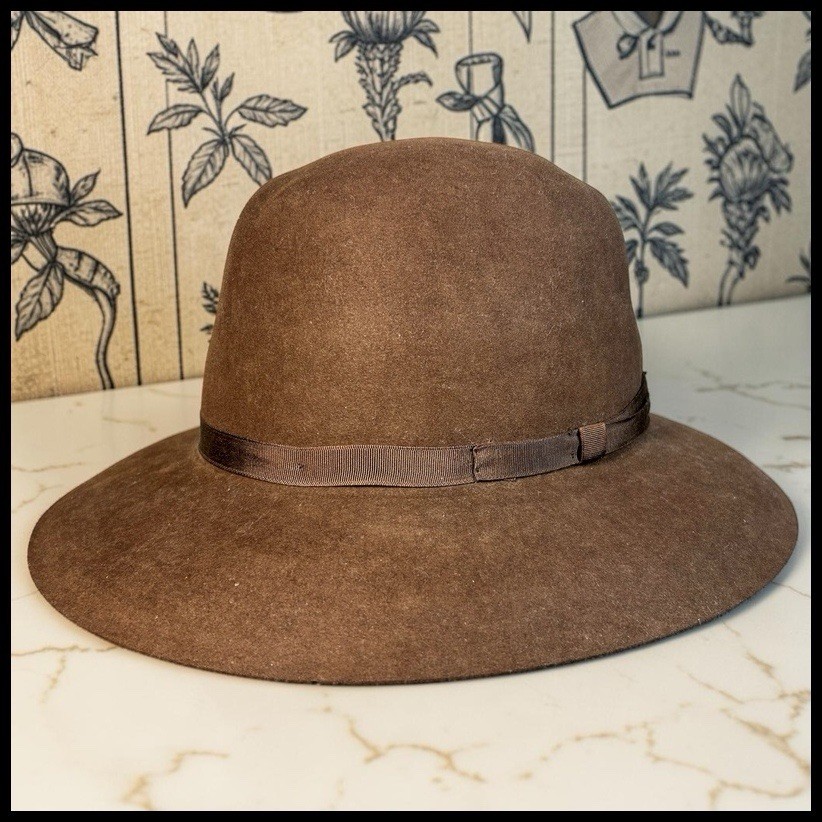 Vintage Ralph Lauren Polo Fur Felt Open Crown Fedora Hat 7.5 England Sable Brown