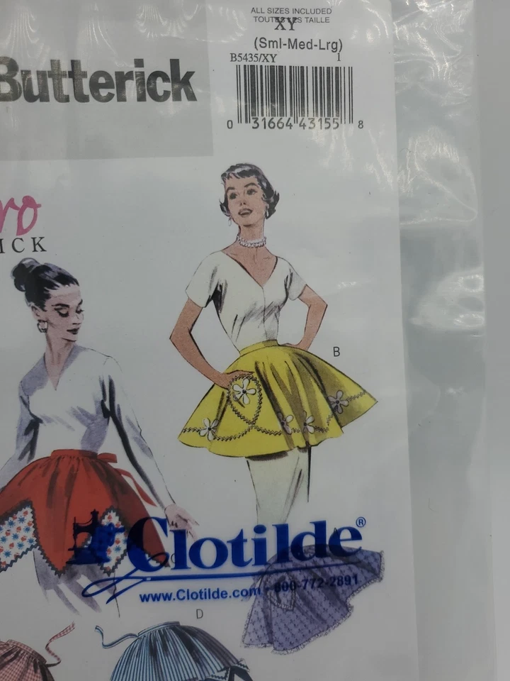 Butterick Sewing Pattern Aprons Small Medium Large Miss Precut 5434 Retro - Image 3 of 4
