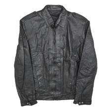 Uomo Nero Pelle Zip Giacca S Intrecciato Semplice Classico Fit Comodo Moda