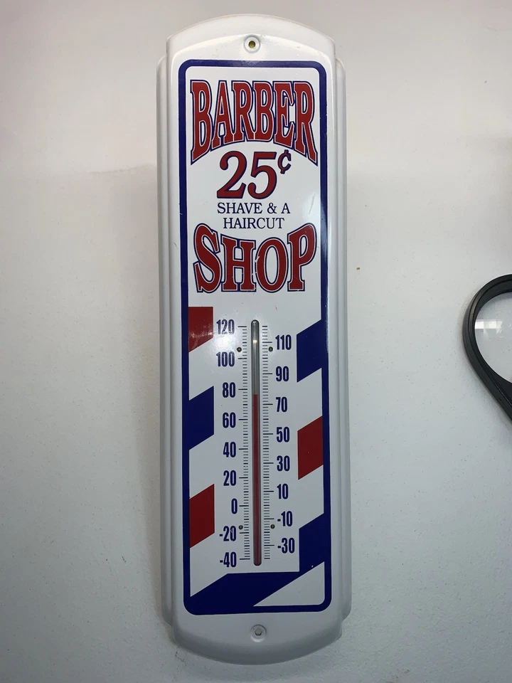 METAL BARBER SHOP THERMOMETER SIGN 17" - Image 3 of 4