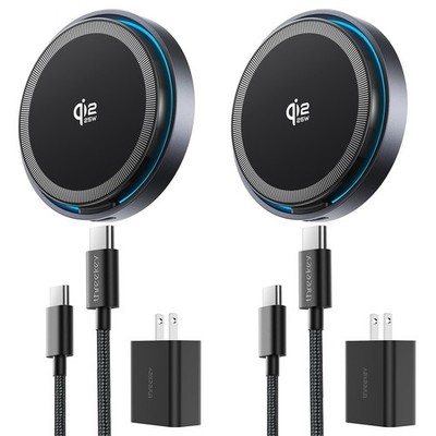 THREEKEY Qi2 25W MagSafe Wireless Charger Pad w/Fan 2-Pack iPhone 17/16/15