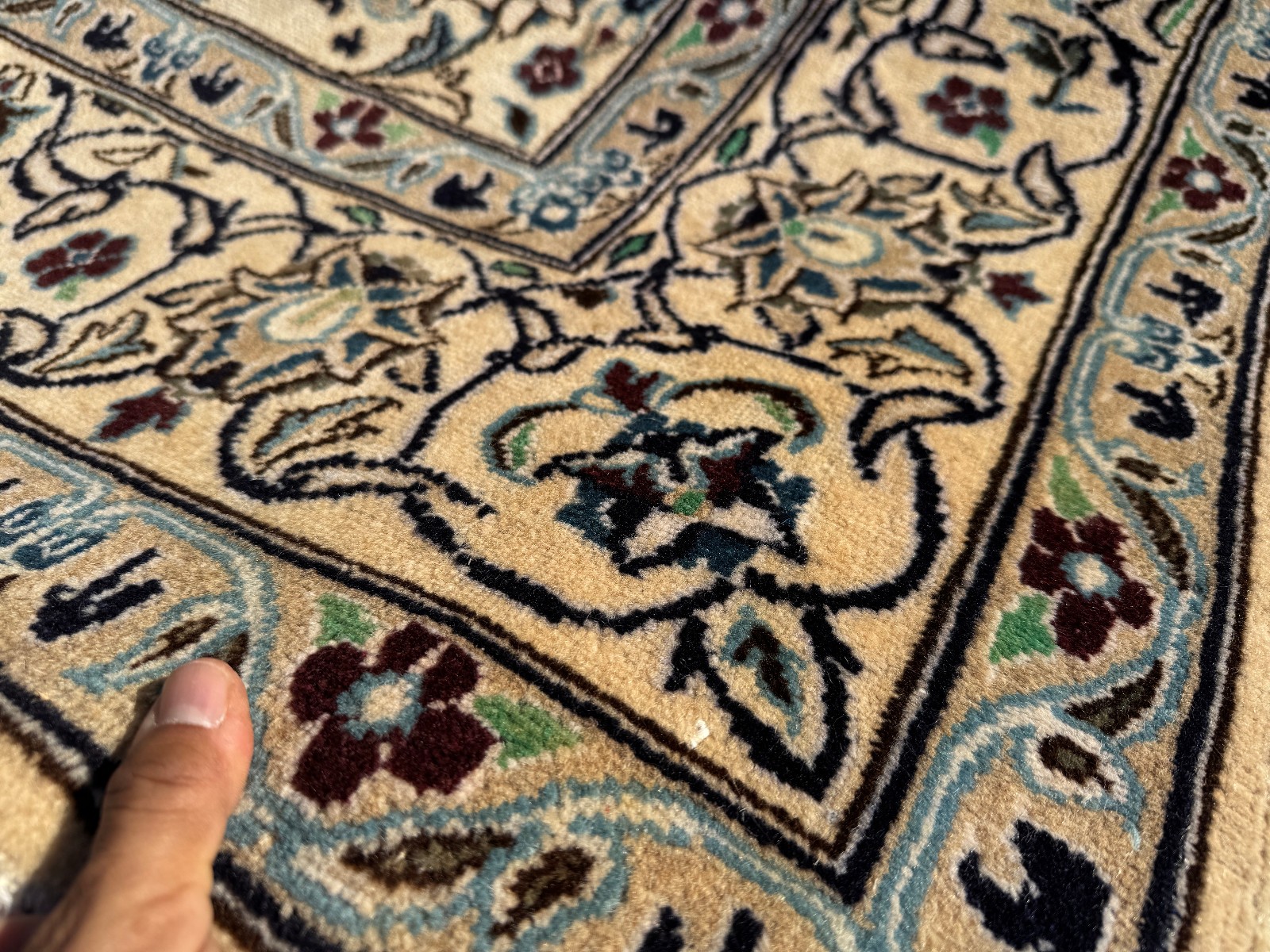 7x10 BLUE ORIENTAL RUG ANTIQUE wool vintage handmade handwoven fine 6x9 7x9 6x10