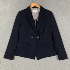 Hugo Boss Jocala Blazer Women's 10 Midnight Double Breasted Wool Blend Jacket