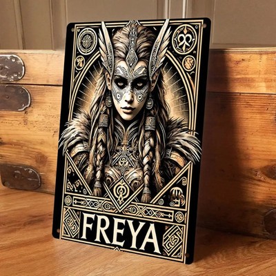 Freya Norse Goddess Metal Sign Viking Warrior Woman Wall Art 7.9x11.8