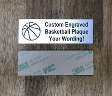 Custom Engraved 1x3 Brushed Silver Tone Basketball Plaque | Nameplate Label Tag
