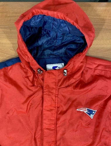 Vintage 90s Starter Knockout Patriots NFL Hooded Winter Jacket Men’s 4XL Red - Picture 2 of 10