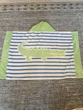 Pottery Barn Kids Baby Beach Towel With Hood Green Stripes Alligator