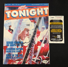 Sergei Fedorov Signed 1992 Detroit Red Wings Tonight Program Magazine JSA COA