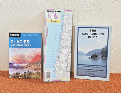 PNW Travel Bundle: Glacier NP Guide + OR/WA Campground Book + Vintage Road Map