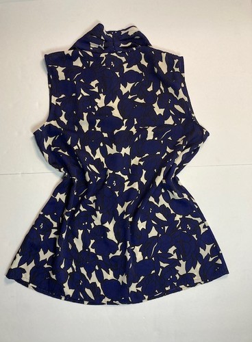Banana Republic Blue Floral Sleeveless Top Size 8 - Picture 5 of 7
