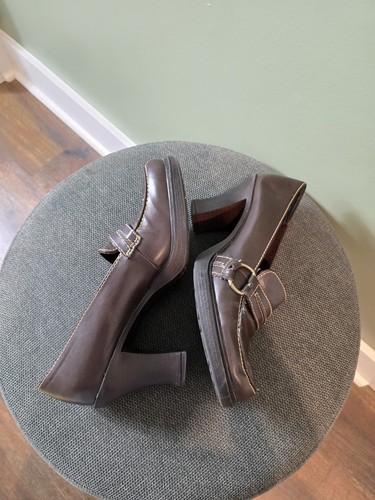 Vintage 90s MUDD Loafers AGENT Platform Pumps Buckle Chunky Heel Grunge Y2K 9 sz