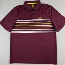 Cinch Mens Small Polo Shirt Burgundy Stripe Performance Stretch Western Golf