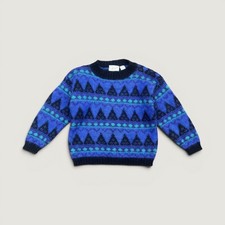 Christopher Banks Mohair Sweater Women Small Blue Purple Vintage 80s Geometric