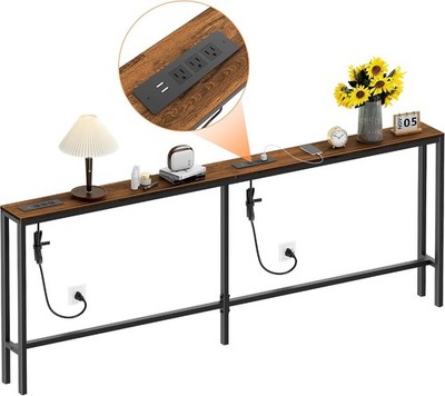 Narrow Sofa Table with 2 Power Outlets 79  Thin Console Tables Narrow Long
