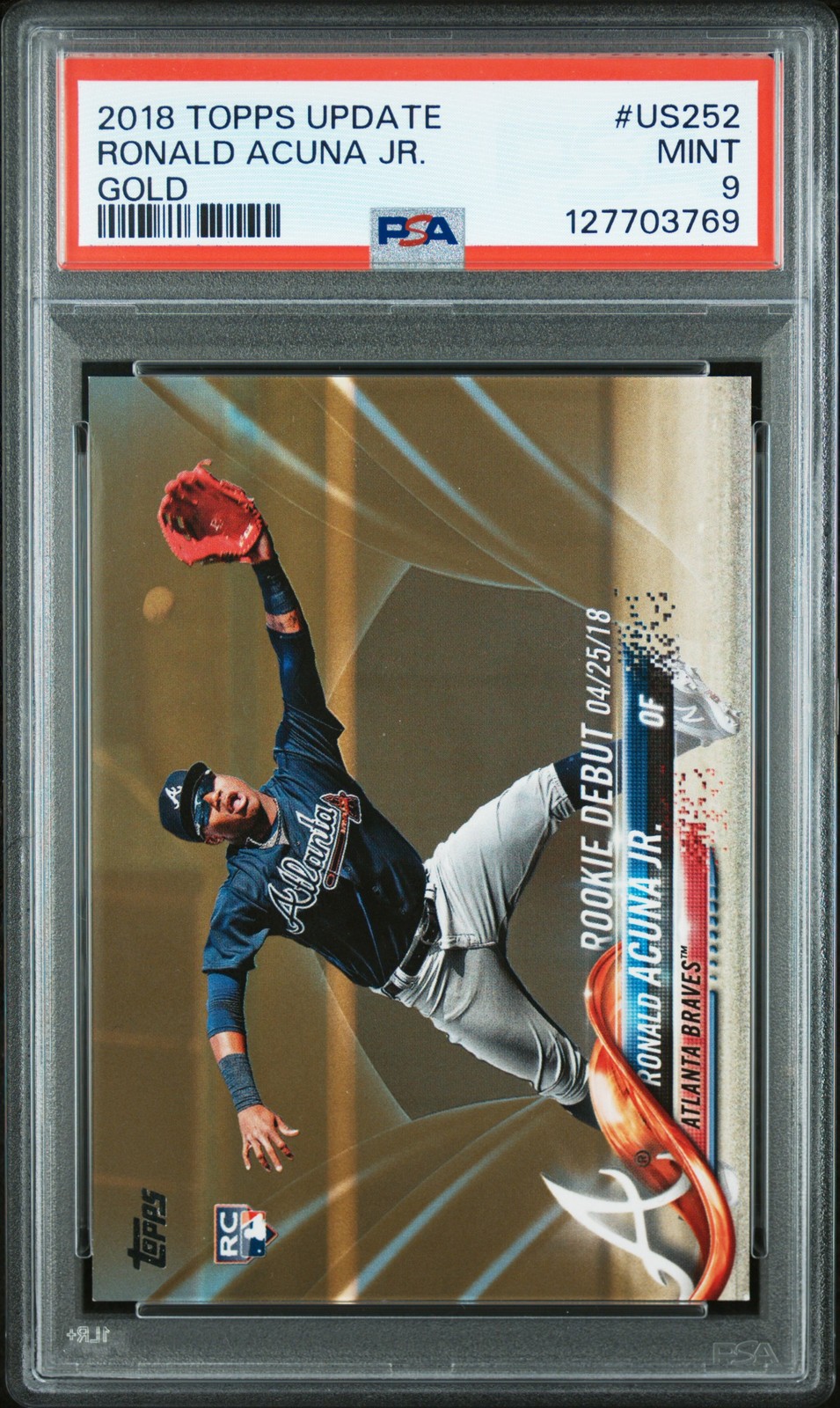 2018 TOPPS UPDATE GOLD #US252 RONALD ACUNA JR. 271/2018 PSA 9