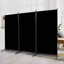 3 Panel Room Divider Folding Privacy Screen 102"x71" Portable Partition Black