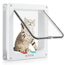 Cat Door for Interior Exterior Door, 4-Way Locking Flap Large