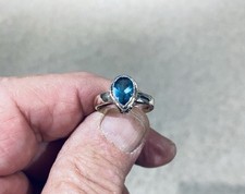 Pear Shaped Blue Topaz and Sterling Ring