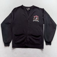 Vintage 90s Mickey Mouse Original Disney Black S/M Cardigan Missing Button