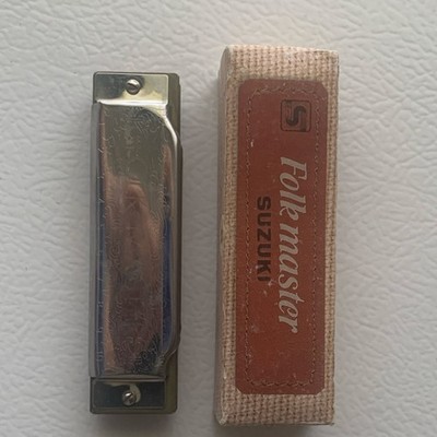Suzuki Folkmaster Diatonic Harmonica Key G Metal Chrome High Polish Case