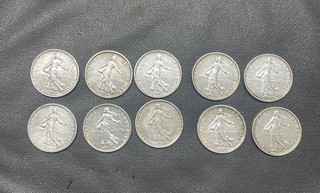 LOT 10 PIÈCES ARGENTS SEMEUSE 5 FRANCS