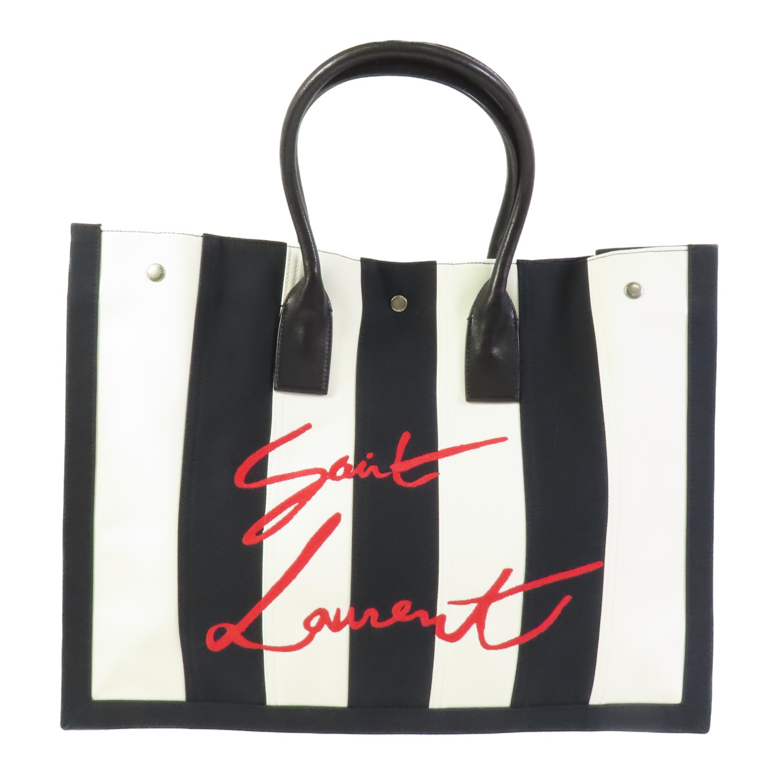 SAINT LAURENT YSL SHW Borsa tote in tela nero bianco