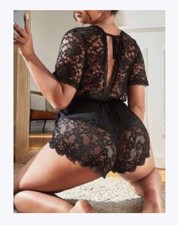 Plus Contrast Lace Tie Back Romper