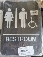ADA Compliant Bathroom Restroom Sign Braille Raised Icons w/ Handicap plus exit