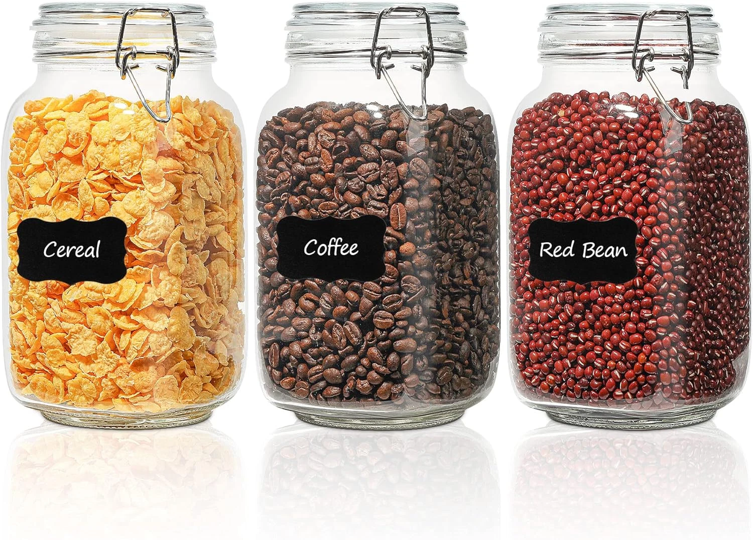 Airtight Glass Canister Set of 3 with Lids 51Oz Clear Food Storage Jars Square,
Opens in a new windo