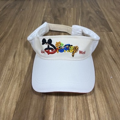 Vintage Disney Hat Visor Strap Back White Walt Disney World Mickey Pooh Mens