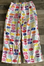 Pink Victoria's Secret Pajama Lounge Set Size Med Kisses Lips Pants Shirt Pocket