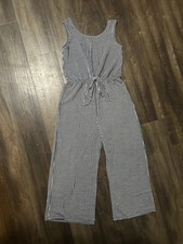 Striped No Brand Navy/White Youth Girls size 10 Sleeveless Jumpsuit, Tie waist