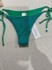 Seafolly MESH EFFECT TIE SIDE RIO BIKINI BOTTOM - jade size 14 nwt rrp AUD $100