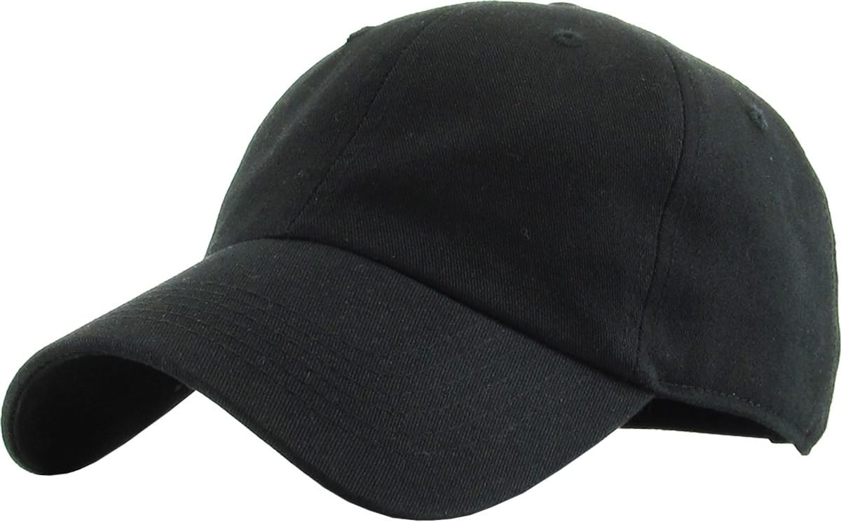 KB-Low BLK Classic Cotton Dad Hat Adjustable Plain Cap. Polo One Size, Black