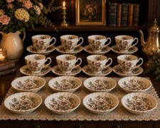 Johnson Bros Staffordshire Bouquet 24 Pc Tea Cups Saucers Dessert Bowls