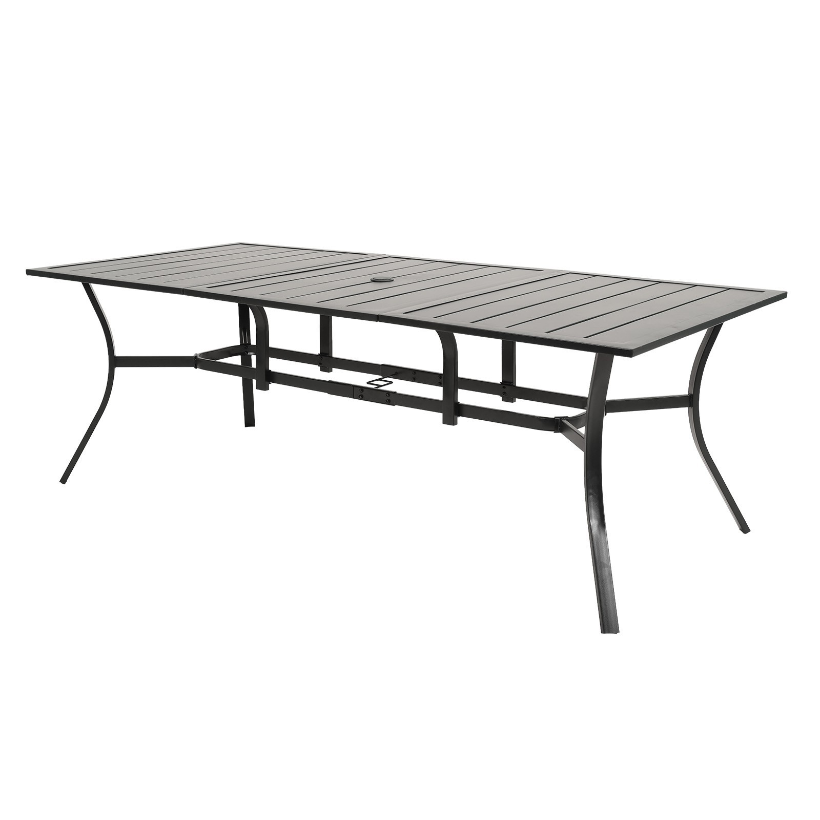83" Square Metal Patio Table Outdoor Dining Table for 6 with 1.6" Umbrella Hole
