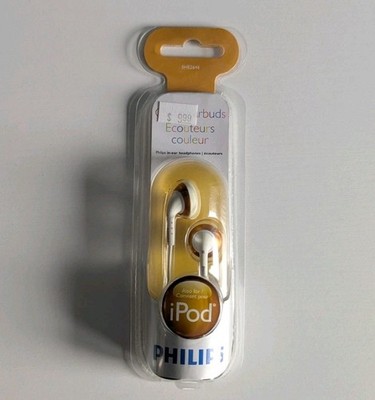 2009 Philips Color Tunes Ear Buds SHE2646/27 Gold/Yellow & White iPod NEW