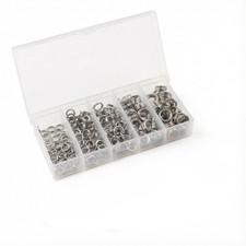 200Pcs Fishing Split Rings, Stainless Steel Lure Connector Rings in 5 Sizes, ...