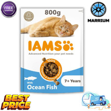 IAMS Complete Dry Cat Food for Senior 7+ Cats with Ocean Fish 800 g 8.63 per kilo