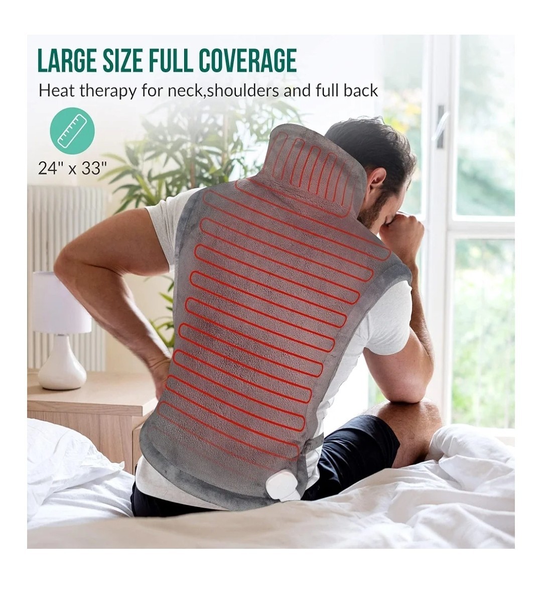 Snailax Heating Pad for Back Pain Relief, Large Heating Pad for Neck Shoulder