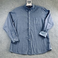 Cremieux Shirt Men's Classic Long Sleeve Button Up Flip Cuff Cotton Blue Size L