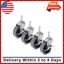 Caster Wheels 3 inch Locking Stem Casters, 3/8 -16 x 1-1/2 Stem Diameter 3/8