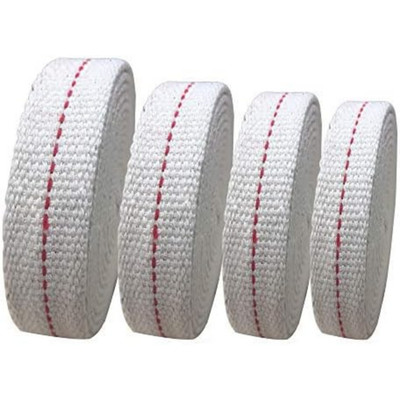 4 Rolls Oil Lamp Wick 1/2, 3/4, 7/8 Inch Flat Cotton Wick 6.5 Ft/roll Red Stitch