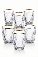 Set 6 Bicchieri in Vetro Cocktail Acqua Bordo Dorato 280 ml Eleganti Design