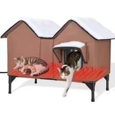 Heated Cat House for Outside Winter, Extra Large Heated Outdoor Cat House Wea...