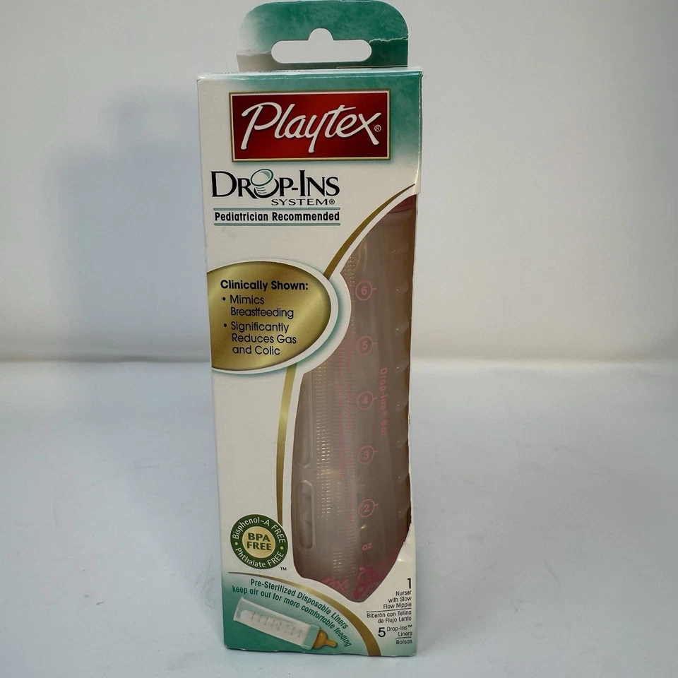 Botella Playtex Drop In De Colección Nueva en Caja Nivel 1 Niñera Rosa Foto 2 de 4