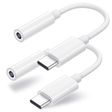 Duyasurs 2 Pack USB C to 3.5mm Headphone Jack Adapter, C Aux white