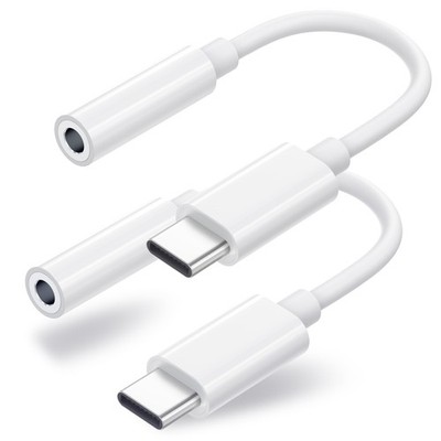 Duyasurs 2 Pack USB C to 3.5mm Headphone Jack Adapter, C Aux white 