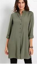 Freemans Long Shirt Dress in Olive UK 18 (fm183-8)