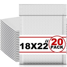 20 Pack Extra Large 18 x 22" Bubble Mailers Poly Padded 18 x 22", white